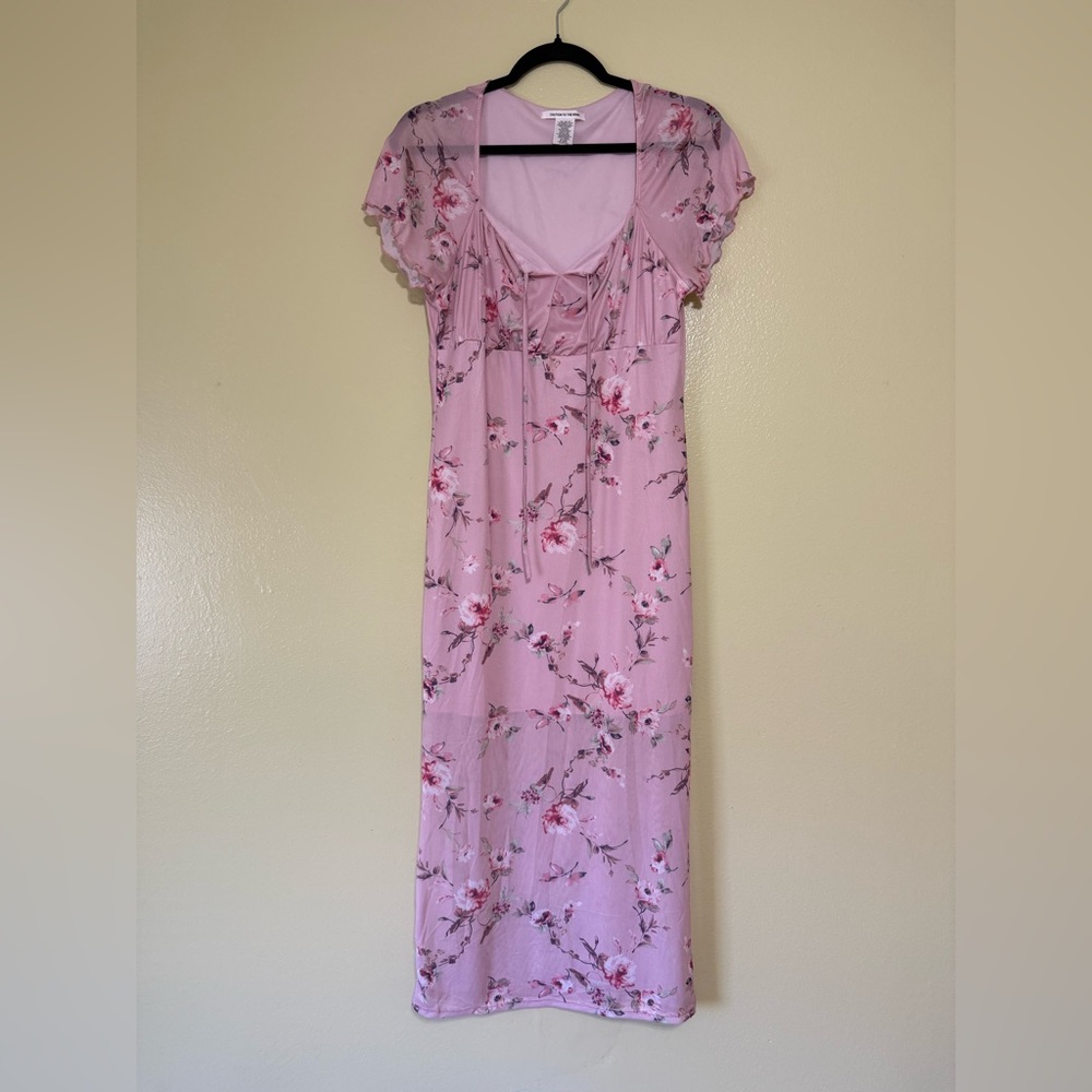 NWOT Pink Floral Maxi Dress